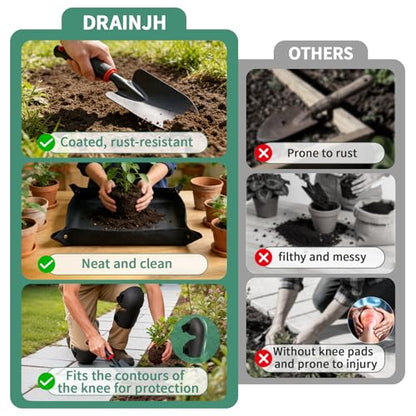 10PCS Gardening Tools Set, Heavy Duty Garden Hand Tool with Storage Bag Rust-Resistant Steel Built to Resist Bending Breaking Garden Essential Kit with Gardening Gifts for Women for Outdoor Planting