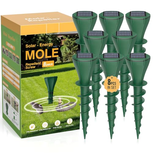 2026 Outdoor Ultrasonic Mole Repellent Solar Powered for Yard Garden Lawn, Waterproof Gopher & Groundhog Deterrent - size: 8-Pack