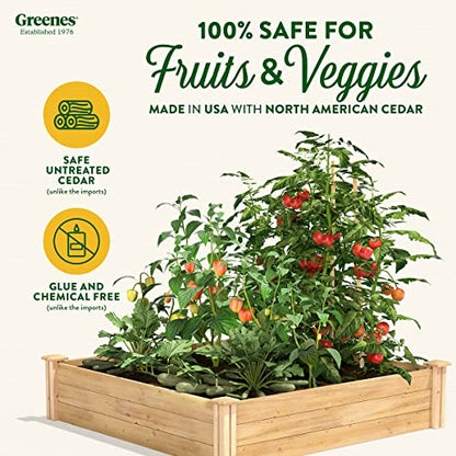 Greenes Fence Premium Cedar Raised Garden Bed, 4' x 4' x 10.5" (3/4" Thick) - Made in USA with North American Cedar - size: 4' W x 4' L x 10.5" H (1-Pack)