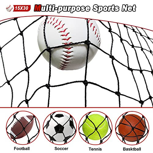 Baseball Softball Backstop Nets, Heavy Duty Sports Netting - size: 15x30 FT
