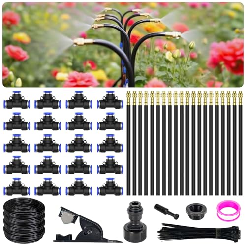 360° Adjustable Drip Irrigation System - Garden Watering System 66FT with 20 Nozzles, Drip Irrigation Kit for Garden, Yard, Lawn, Greenhouse, Plants, 5/16 inch Hose - size: 66FT