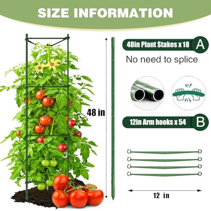 6‑Pack 48" Tomato Cage for Garden, One‑Piece Solid Stakes