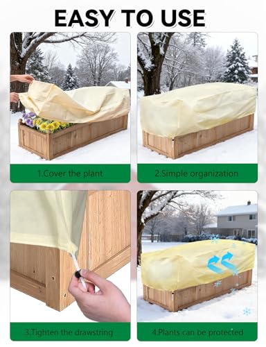 2 Pack Plant Covers Freeze Protection, Plant Frost Protection Covers, Winter Plant Covers, Plant Protection Wrap Cover, Reusable Frost Cloths for Outdoor Plant, with Drawstring (59"x17.7"x15.7")