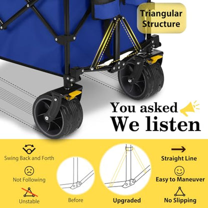 Sekey 300L Extended Collapsible Wagon, 660 lb Capacity, 48 in Long - color: Royal Blue