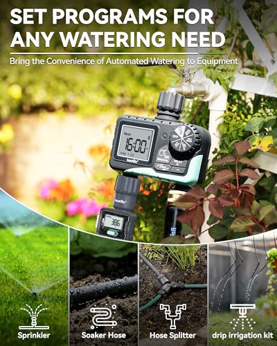 RAINPOINT Water Timer for Garden Hose - 2 Zone Sprinkler Timer with Rain Delay/Manual Watering/Automatic Irrigation for Yard Lawn - color: Blue