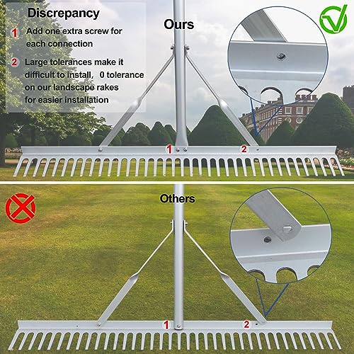 Landscape Rake, 36" Head Aluminum Lake Weed Rake for Lawns Lake Garden Pond