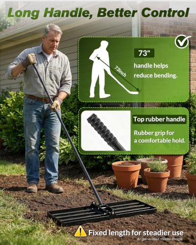 Sakerplus Lawn Leveling Rake 30 Inch, Heavy Duty Yard Leveling Rake