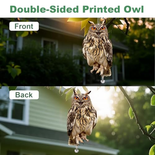 Fake Owl to Keep Pigeon Away, 2PCS Flat Garden Owl - color: Light Brown Owl 2pcs