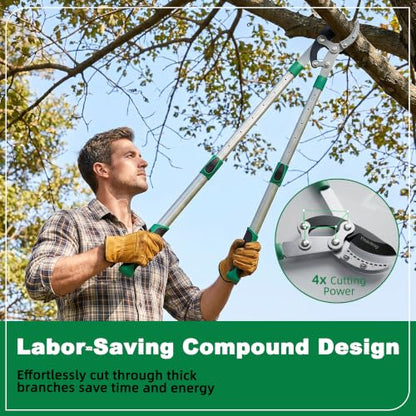 Heavy Duty Anvil Lopping Shears -2 inch Cutting Capacity Bypass Lopper - Extendable 26 Inch to 41 Inch,Professional Tree Branch Cutter