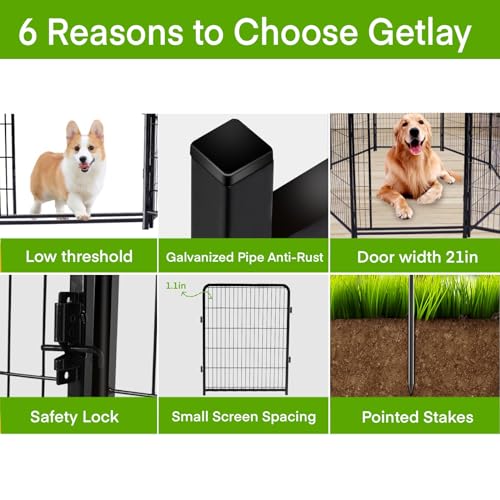 Getlay Garden Fence 36 Inch 14 Panels Without Gate,Black Dog Pen Wide Door,Be Suitable for Inside and Outside,Low Threshold Total 31 Ft(l) Garden Fence for Yard and Dog, - size: 36''(H)-14panels-31ft(L) no gate