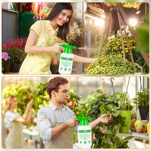 3 Pcs 1/4 Gallon Plastic Handheld Pump Sprayer – Garden Pressure Sprayer with Adjustable Nozzle for Plants, Cleaning, Household Tasks – Green