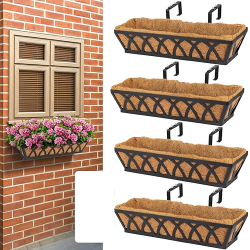 4 Pack 36IN Window Box Planter Basket w/Adjustable Brackets (S1) - color: Set 4
