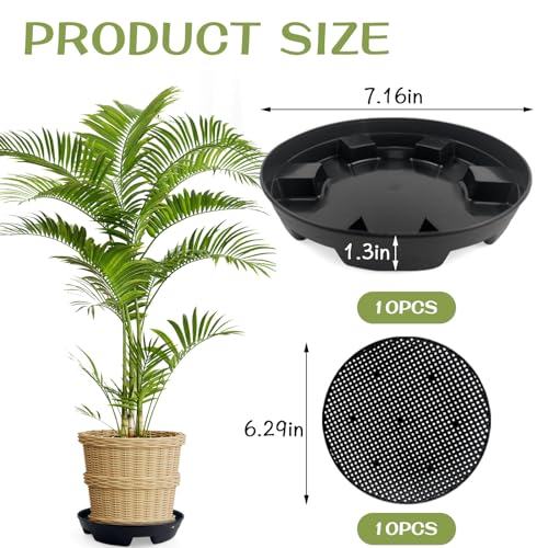 7.16” Self Watering Planter Insert, 10 Pack Invisible Hanging Basket Drip Pan Hanging Basket Planter Plant Auto Watering Devices Plastic Water Catcher Saucer Tray for Outdoor Indoor Pots Liners