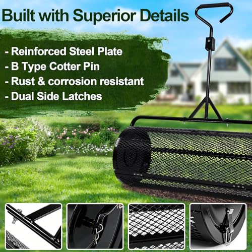 TEMFAR Compost Spreader 36 Inch Push/Tow Peat Moss Spreader - size: 36 Inch