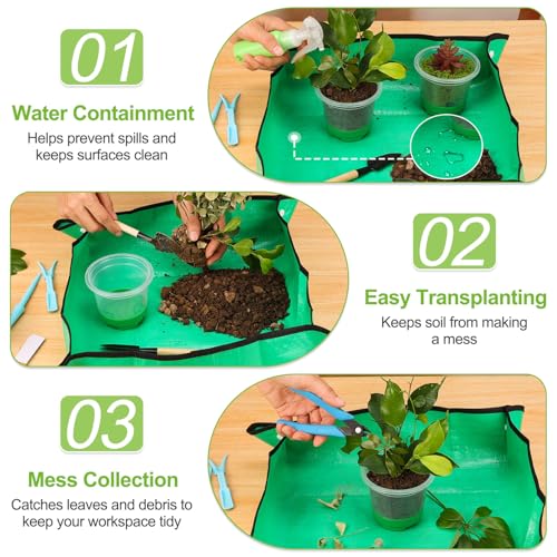 59Pcs Clear Nursery Pots Kits with Grow Light Includes 22 Pack 4'' Seed Starter Pots with Silicone Base & Lids, Clear Plant Pots for Propagation, Seedling Pots Kit with Drainage, Labels, Repotting Mat - size: 4 Inch