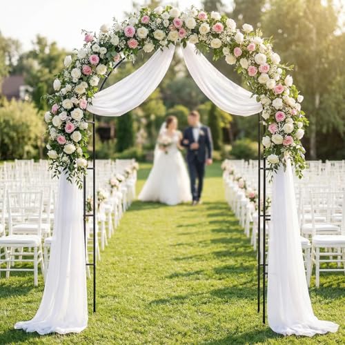 Galvanized Metal Arbor,4.6 Feet Wide x7.6 Feet High Heavy Duty Garden Arch Trellis, Rust-Resistant Metal Arbor for Climbing Plants Roses Vines, Outdoor Wedding Bridal Party Decoration Archway