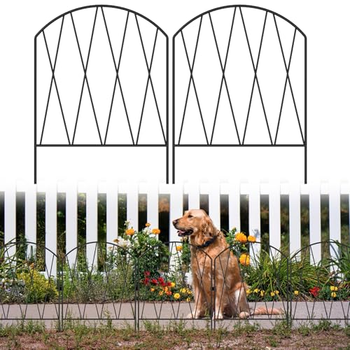 10 Pack Decorative Garden Fence Animal Barrier,11ft(L) x 16in(H) Rustproof Metal Wire No Dig Fence Border for Dogs,Anti Digging Flower Edging for Outdoor,Landscape,Patio & Yard,Arched - size: 10 Pack,10.3 ft (L) x 15.9 in (H)
