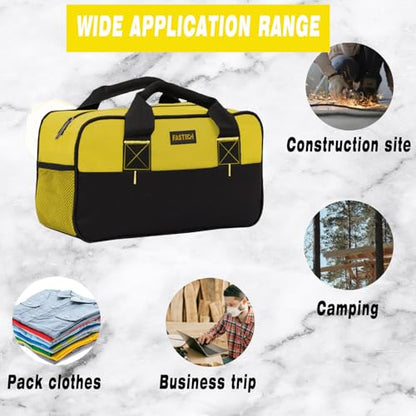 FASTECH 14 Inch Zipper Tool Bag, Small Wide Mouth Tool Tote Bag, Waterproof Tool Organizer Tote, Soft Handle Carrying Toolbag For Various Tools (Yellow) - size: Yellow