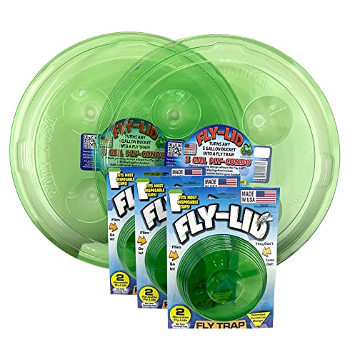 Billy-Bob Fly Lid Combo- Indoor Outdoor Eco Friendly Fly Control Pack - Includes 6 Fly-Lids (3-2 Packs) for Disposable Cups and 2 Fly-Lids for 5 Gallon Buckets