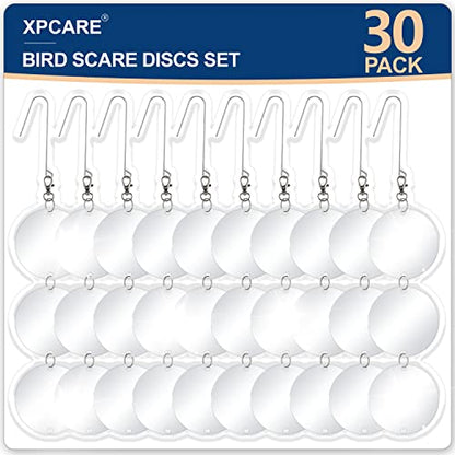 XPCARE Bird Scare Discs Set, 30 Pcs Reflective Double-Sided Bird Reflectors