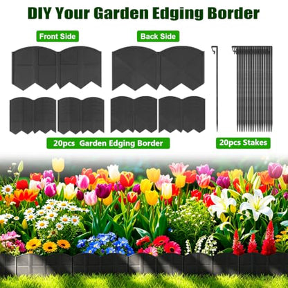 Vashly 20Ft Garden Edging 5.9 in Tall Landscape Edging 20 Pcs Garden Border