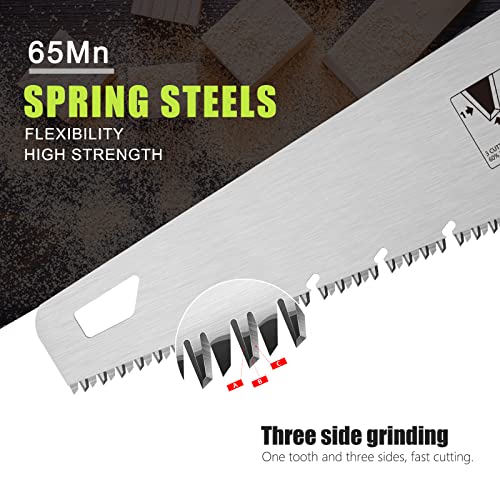 18 Inch Wood Hand Saw, 7 TPI Universal Handsaw Non-slip Ergonomic Handle Rustproof Wood Saw with Chip Removal Design - color: 18 Inch Green