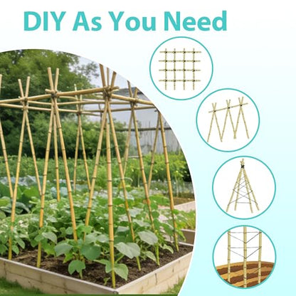 Bamboo Stakes 6FT, Garden Stakes 50pcs 72in Specifically Designed for Climbing Plants, Ideal for Tomatoes, Beans, Cucumbers, Peppers, Vines, and More Plant Growth - size: 6FT, 50pcs
