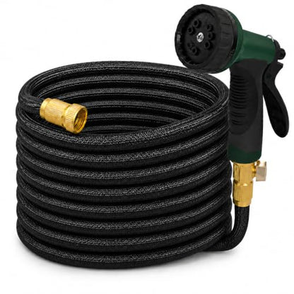 Black Non Expandable Garden Hose 25ft with 10 Function Nozzle, Lightweight 25 ft Water Hose for Yard, Lawn, Camping - color: Blcak, size: 25FT