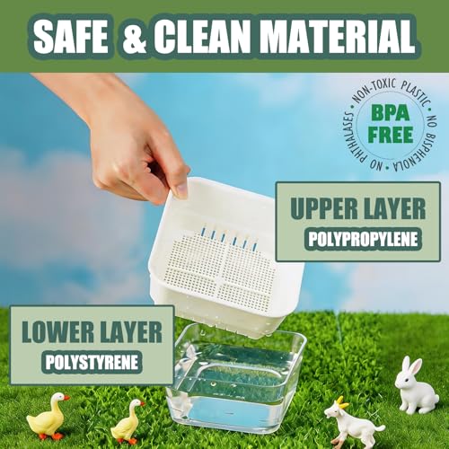 QISHENG - 4 Pack Microgreens Grow Kit,Soil-Free Cultivation Germination Tray,BPA-Free Indoor Sprouting Kit for Growing Bean Sprouts/Organic Seeds/Broccoli/Alfalfa/Radish/Clover (Beige)
