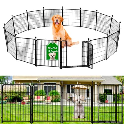 ADAVIN Dog Fence Outdoor for Yard, 32in 12 Panels Tall Garden Fence - size: 32in(H)×27ft(L) 12 panels-New