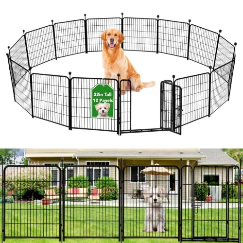 ADAVIN Dog Fence Outdoor for Yard, 32in 12 Panels Tall Garden Fence - size: 32in(H)×27ft(L) 12 panels-New