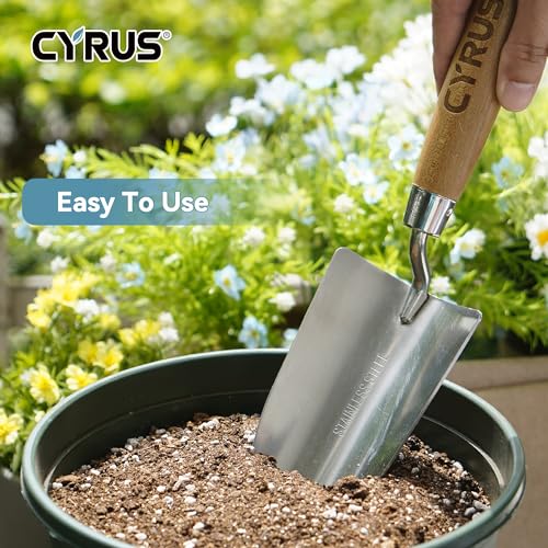 12.6 Inch Stainless Steel Hand Trowel with Ash Wood Handle Garden Shovel