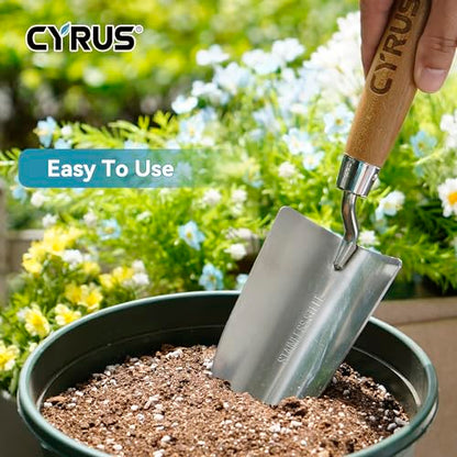 12.6 Inch Stainless Steel Hand Trowel with Ash Wood Handle Garden Shovel