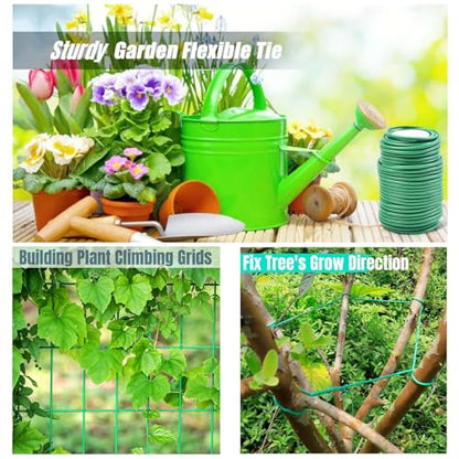 Soft Plant Ties Green Garden Twist Ties for Plants 65.6ft Reusable Rubber Garden Wire Plant Ties to Support Climbing Plants Indoor & Outdoor Vines Tomatoes Office Home Organizing (65.6feet * 3.5mm).