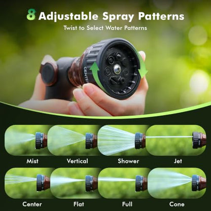RESTMO Water Hose Nozzle Heavy Duty, Garden Hose Sprayer Thumb Control - color: Brown