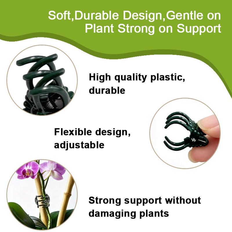 100 Pcs Plant Clips Orchid Clips, Orchid Clips for Plants Support, Plant Clips for Climbing Plants, Durable Garden Clips for Plants, Practical Plant Pins for Vines & Flower Stems