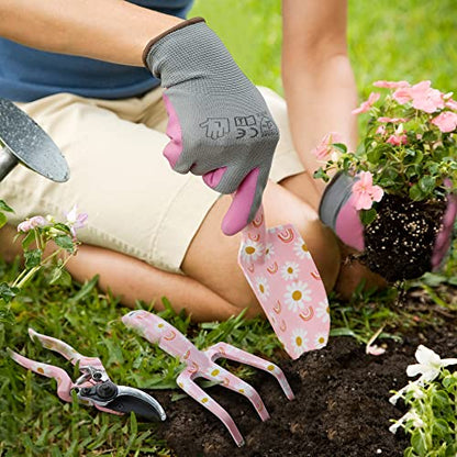 WORKPRO Aluminum Garden Tool Set, 4PCS Heavy Duty Gardening Tools - style: Pink