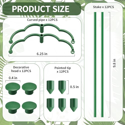12 Pack Plant Support Stakes Sets - Versatile Plant Cages, Stackable Garden Flower Support， Small Plant Stakes for Indoor Plants,Tomato,Monstera, Peony, Hydrangea, Climbing Plants - size: 6.3*9.8IN（pack of 12)