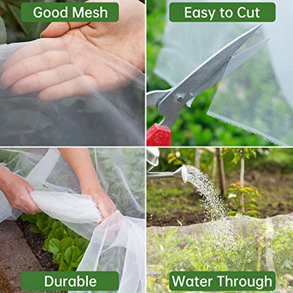 Garden Netting 10x50FT 2 Pack Ultra Fine Mesh, Insect Barrier Bird Netting for Garden Protection, Insect Bug Netting Garden Net for Protecting Plants Vegetables Flowers Fruits - size: 10*50 FT-2PCS