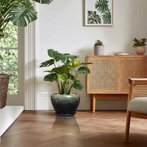 Ceramic Planters for Plants, 10 Inch Flower Pots, Retro Green - color: Retro Green, size: 10 Inch