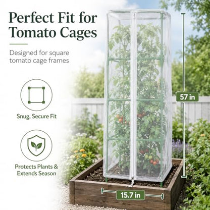 Halatool Garden Tomato Plant Cover Netting, Fits 50–63" Square Tomato Cages - color: 2 Pack, size: 57 inch