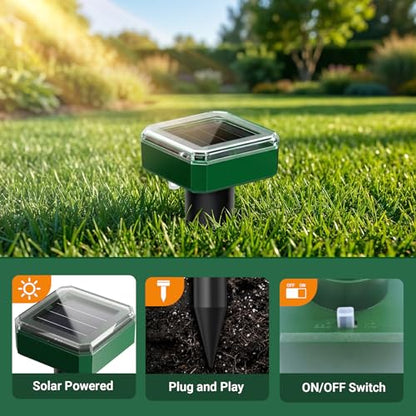 Mole Repellent for Lawns Solar Powered, 8 Packs Ultrasonic Mole Stakes for Yard, IP65 Waterproof Gopher Repellent to Get Rid of Gopher, Vole and Snake for Lawn Garden Yard Farm
