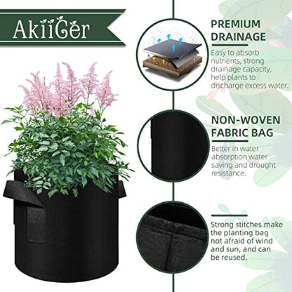 10 Gallon Grow Bags, Black Fabric Pots with Handles(10 Pack) - color: 10 Pack