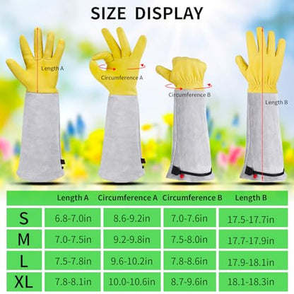 Gardening Gloves for Women/Men - Adjustable Cuff Goatskin Leather Elbow Long Sleeve Garden Gloves Gauntlet Puncture Thorn Proof Cactus Planting Rose Pruning Gloves Protective Work Gardener Gifts - size: X-Large (Pack of 1)