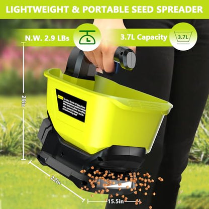 Electric Grass Seed Spreader for Ryobi ONE+ 18V Battery, Handheld Fertilizer Spreader for Lawn, Portable Granule Spreader for Seed, Feed, Weed, and Salt (Tool Only)