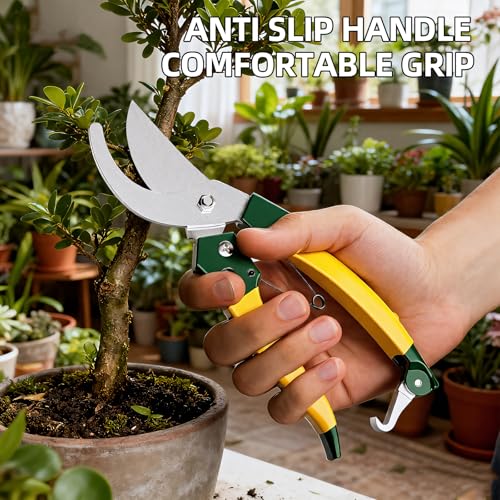 8" Bypass Pruning Shears, Pruning Shears for Gardening with Anti-Rust SK-5 Blades, Garden Clippers with Non-Slip Handle for Dry Stems and Small Branches - style: 8'' pruning shears