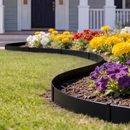 VEVOR Galvanized Steel Landscape Edging, 6-Pack 40 x 6 Inch Metal Edging for Landscaping with 6 Mounting Clips, Bendable Metal Garden Edge Border for Flower Bed, Yard Pathway, Black - size: 40" L x 6" H,6 Pack, style: Modern