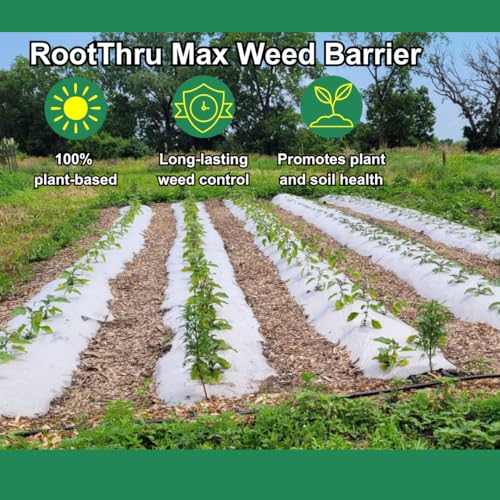 Max Weed Barrier, 34 in x100 ft, Natural, Eco-Friendly, Heavy-Duty, Durable, Landscape Fabric, Garden Ground Cover, Paper Mulch, Gardening Weed Mat, Geotextile Fabric, Weed Blocker - size: 34" x 100 ft