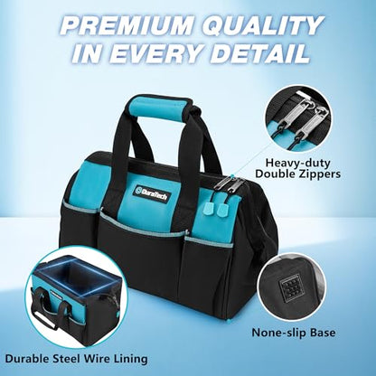 DURATECH 13" Small Tool Bag with 9 Pockets, Wide Open Tool Carrier - size: 13 Inch