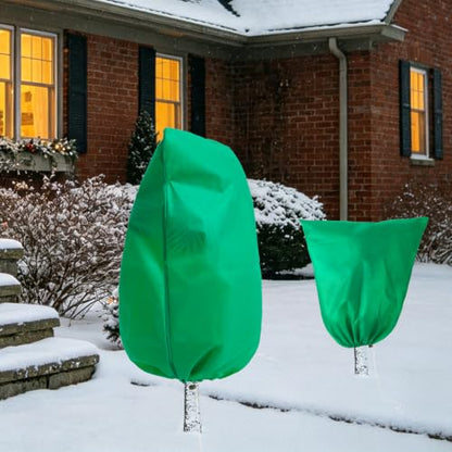 Homimp Plant Covers Freeze Protection,4 Pack Frost Covers with Zipper Drawstring (31.5" x 39.4" & 31.5" x 47.3") Plant Protection Cover Bags for Outdoor Winter Frost Cold Weather Shrubs Jacket,Green - size: 31.5"W x 39.4"H & 31.5"W x 47.3"H